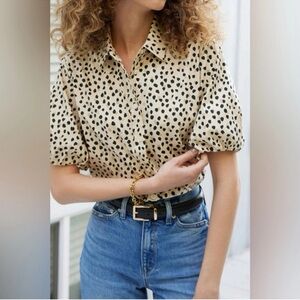 AYR The Puff Piece Poplin Soft Spotted Blouse
